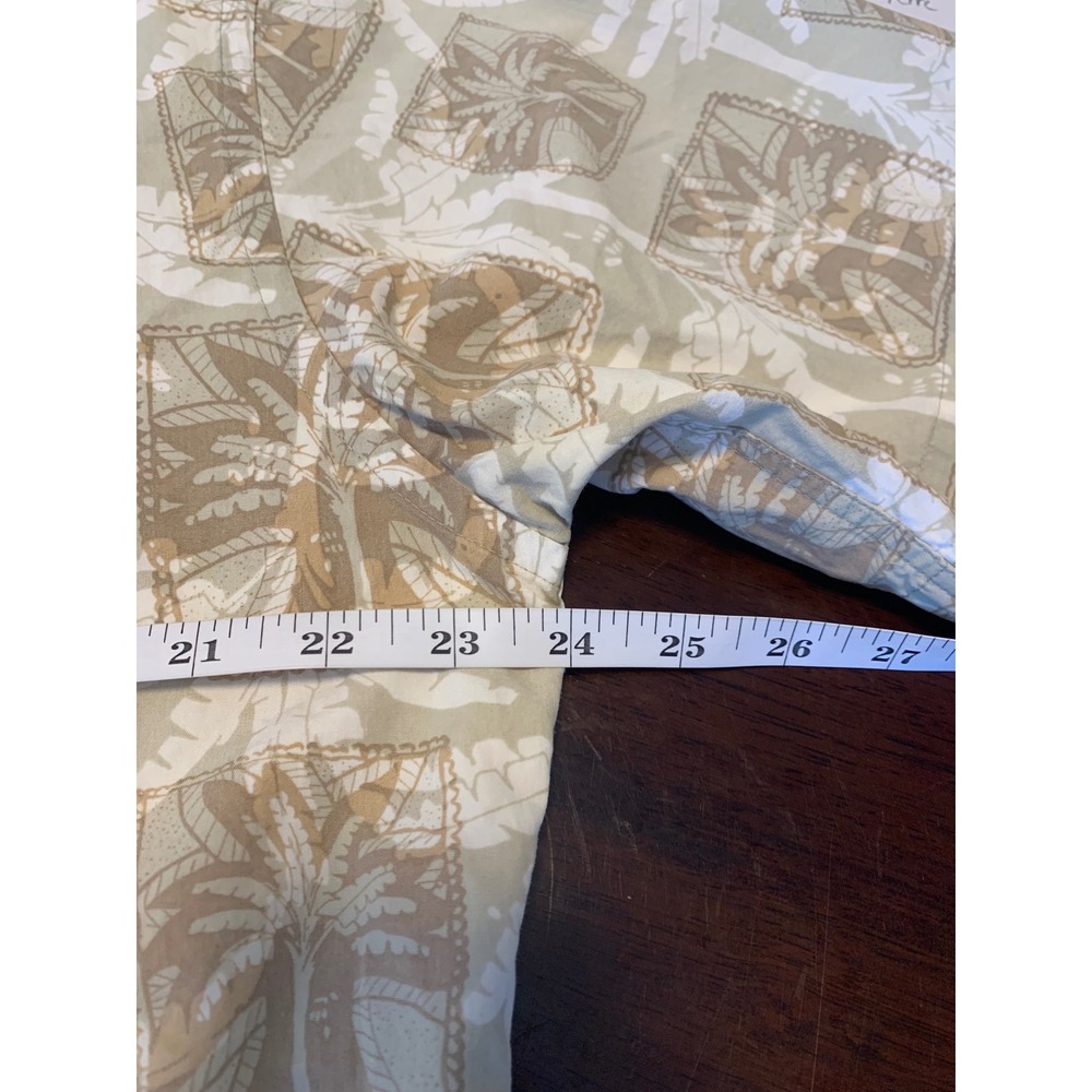 Pierre Cardin Large Tan Beige Cotton Tropical Palm Tree Short Sleeve Shirt - Picture 4 of 6